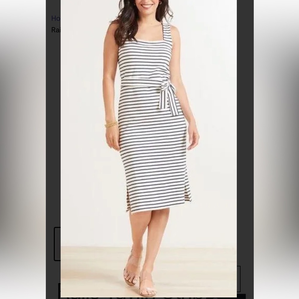 Rails White and Black Striped Midi Dress